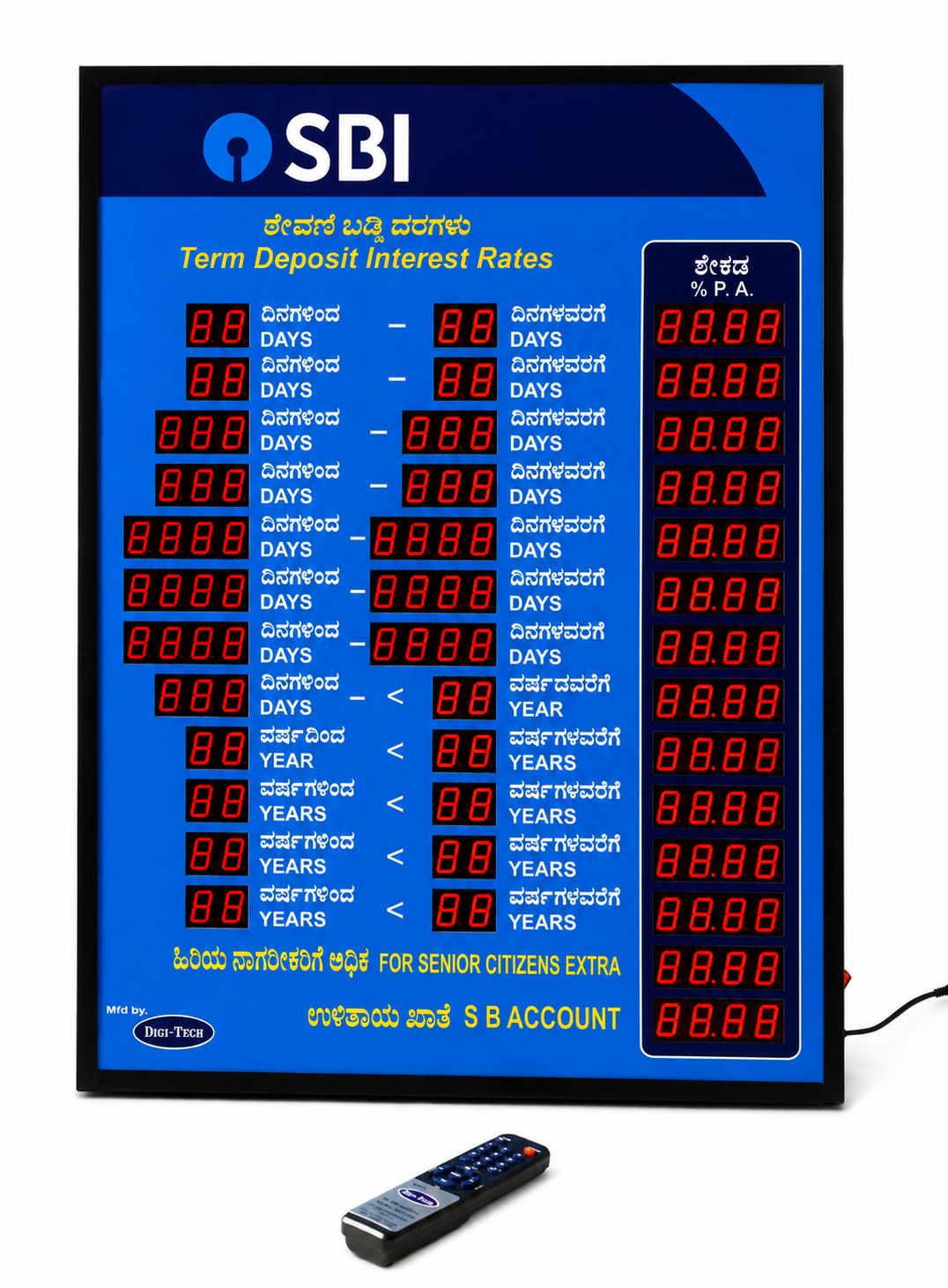 Bank Interest Rate Display Board